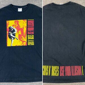 Vintage 2004 Guns N Roses Use Your Illusion T Shirt Men's XL Black Cotton Hanes